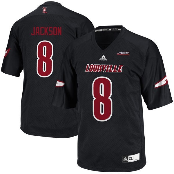 Louisville Cardinals #8 Lamar Jackson Blackout Stitched NCAA Jersey